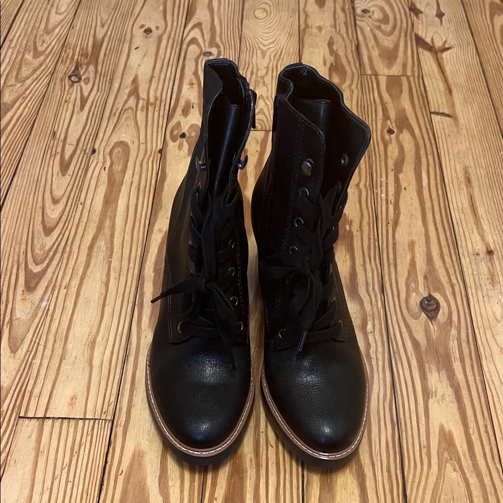 Naturalizer Black Lace Up & Side Zipper Boots